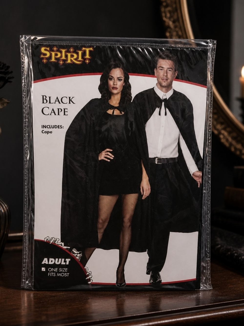 Spirit Black Adult Costume Cape with Tie Closure